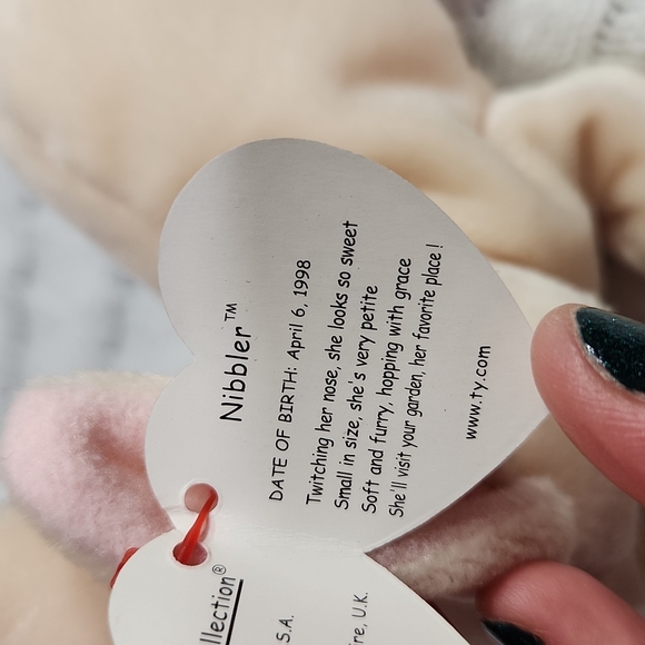 🕸Vintage Ty Beanie Baby Original Nibbler Bunny 1999 P.E. Pellets - Picture 10 of 11